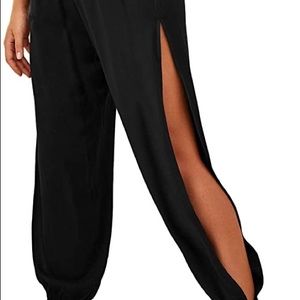 Split Thigh Knot Hem Solid Pants